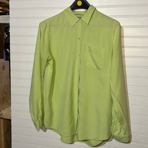 J Jill silk celery green shirt; size can but runs big